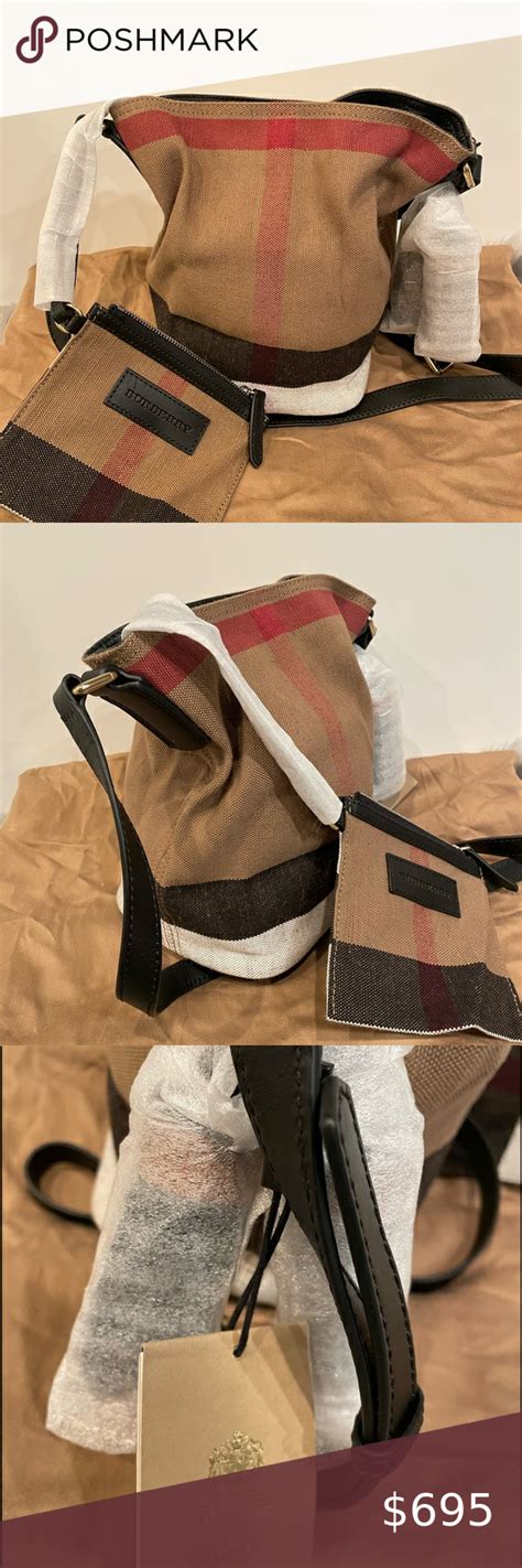 BURBERRY Canvas Mega Check Mini Ashby Tassel Crossbody 